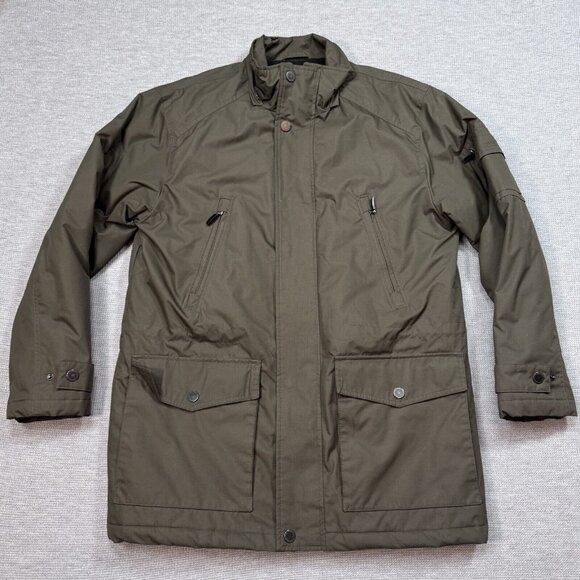 London Fog Mens Coat Green Insulated Winter Jacket Quilted Lining Pockets Medium - Picture 1 of 16